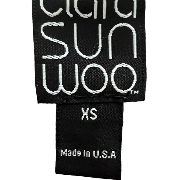 CLARA Sun Woo Women’s Sz XS Artsy Print Tunic Top Asymmetrical Hem - Picture 4 of 5